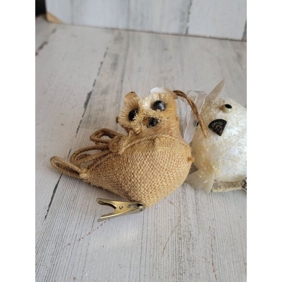Owl brown white clip on ornament Xmas set bird - Picture 2 of 12